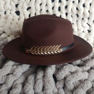 Dark brown fedora hat